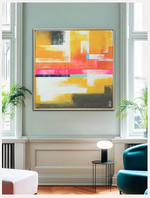 /abstracte-schilderijen/untitled-in-yellow-striped/ - abstract schilderij van Ronald Hunter