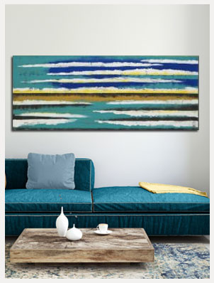 Blue horizon - abstract schilderij van Ronald Hunter