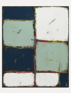 Blue Lots - abstract schilderij van Ronald Hunter