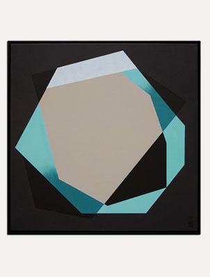 Diamond blue star - abstract schilderij van Ronald Hunter