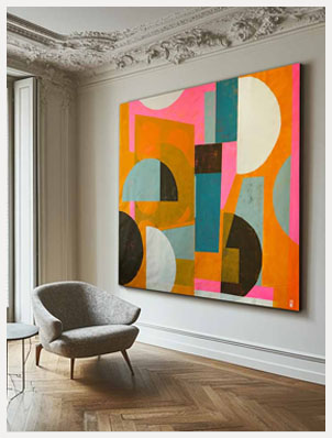 Fractured BiG Orange - abstract schilderij van Ronald Hunter