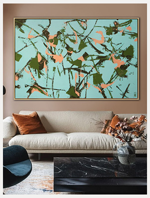 Fragments in Blue - abstract schilderij van Ronald Hunter