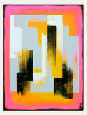 Neon roze schilderij abstract - abstract schilderij van Ronald Hunter