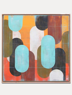Traffic Sunny & Blue - abstract schilderij van Ronald Hunter