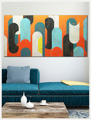 Traffic Sunny & Blue XL - abstract schilderij van Ronald Hunter