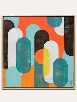 Traffic Sunny & Blue - abstract schilderij van Ronald Hunter