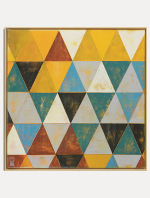 Traffic Triangle Natural - abstract schilderij van Ronald Hunter
