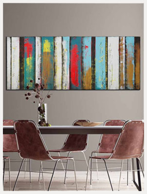 Turquoise Panels - abstract schilderij van Ronald Hunter