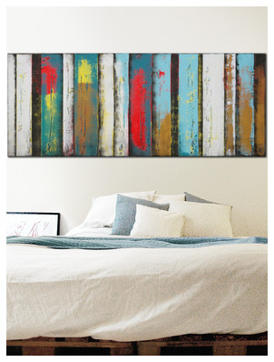 Turquoise Panels Light - abstract schilderij van Ronald Hunter