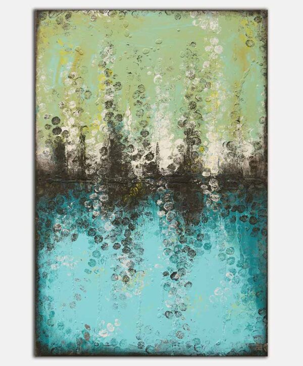 Blauw schilderij - Boiling bubbles turquoise