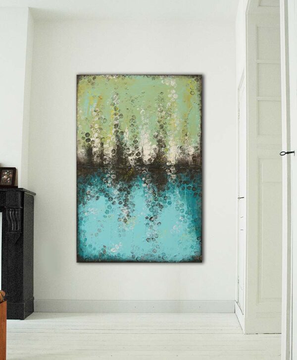 Blauw schilderij - Boiling bubbles turquoise