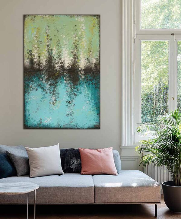 Blauw schilderij - Boiling bubbles turquoise