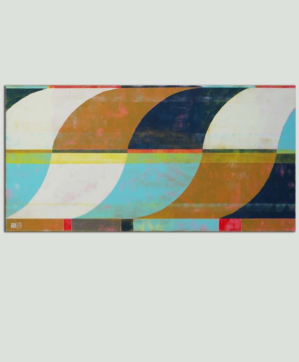 Grafisch schilderij met cirkel vormen - Circle in Circle Turquoise 70