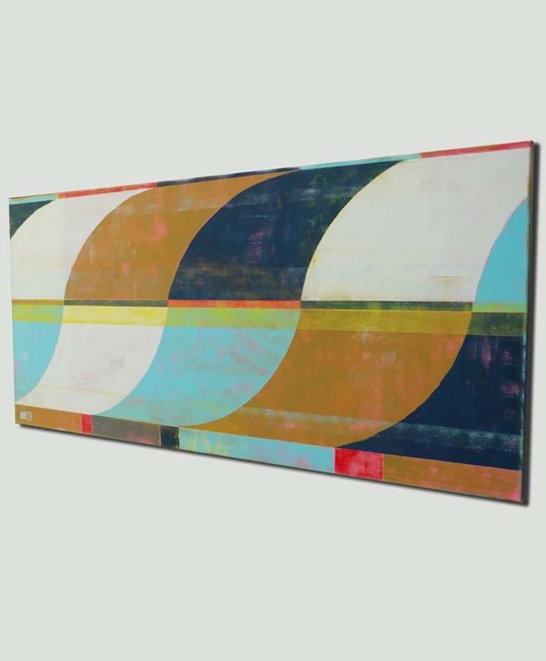 Grafisch schilderij met cirkel vormen - Circle in Circle Turquoise 70