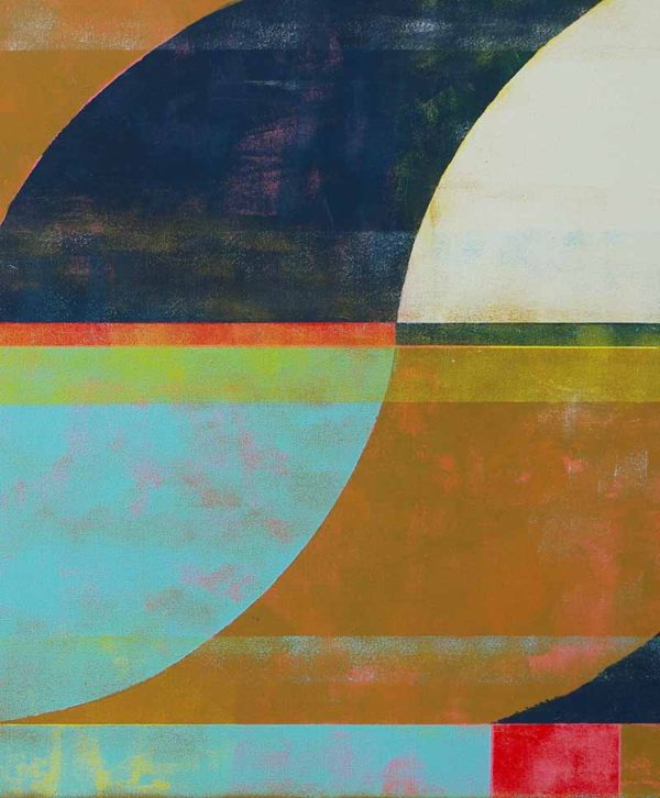 Grafisch schilderij met cirkel vormen - Circle in Circle Turquoise 70