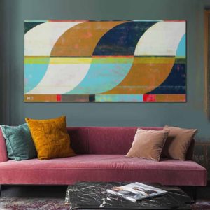 Grafisch schilderij met cirkel vormen - Circle in Circle Turquoise 70