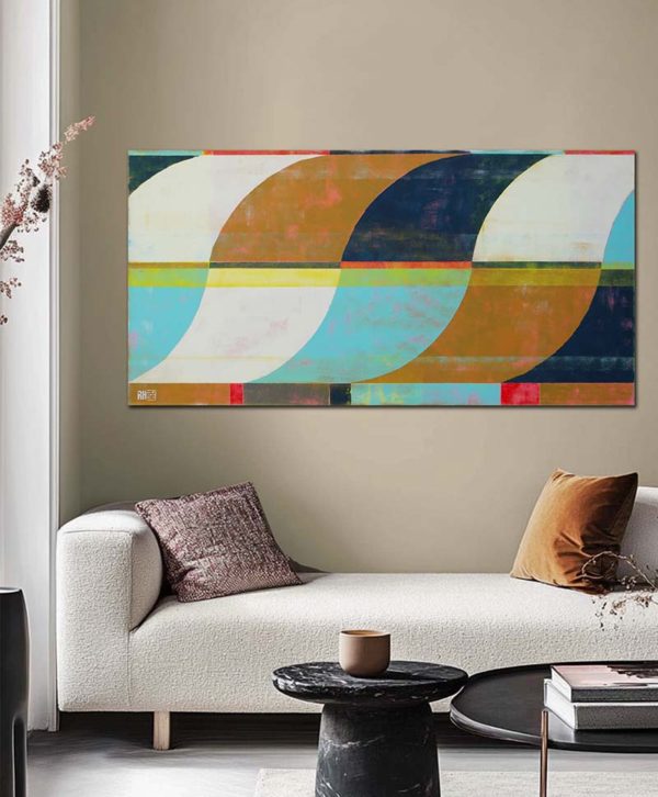 Grafisch schilderij met cirkel vormen - Circle in Circle Turquoise 70