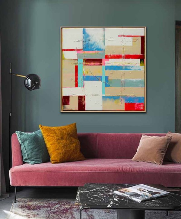 Untitled Red & Sand - abstract schilderij