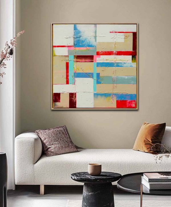 Untitled Red & Sand - abstract schilderij