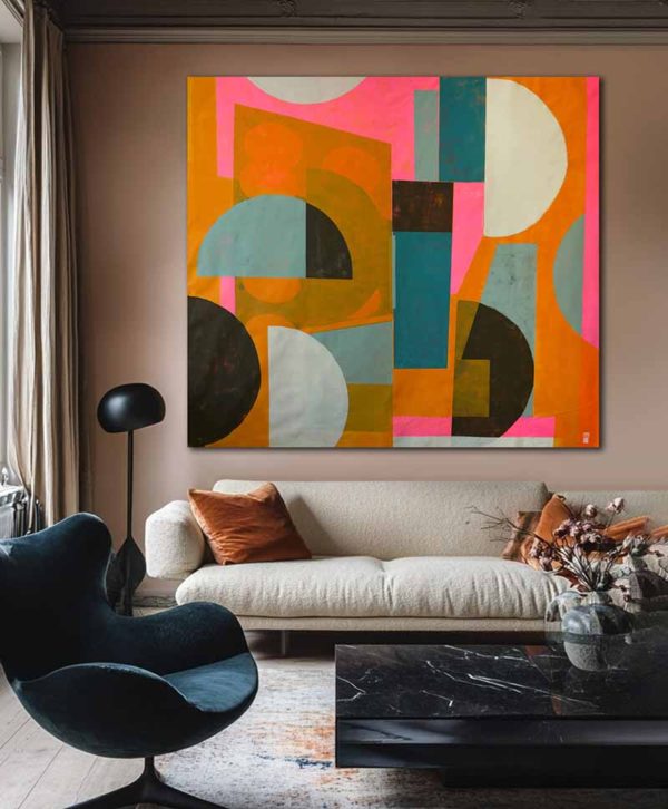 Fractured BiG Orange - groot schilderij in oranje