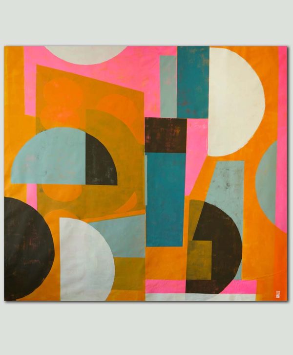 Fractured BiG Orange - groot schilderij in oranje