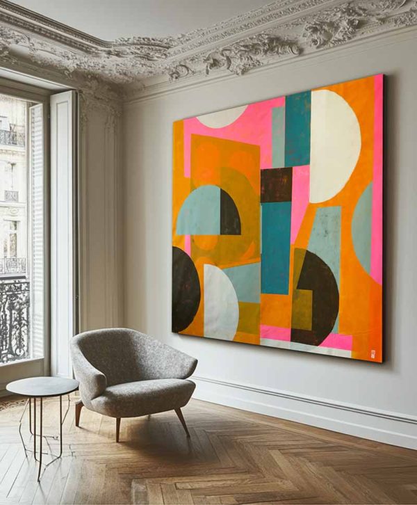 Fractured BiG Orange - groot schilderij in oranje