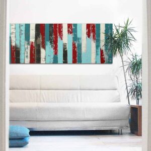 blauw kunstwerk - Blue paneled landscape