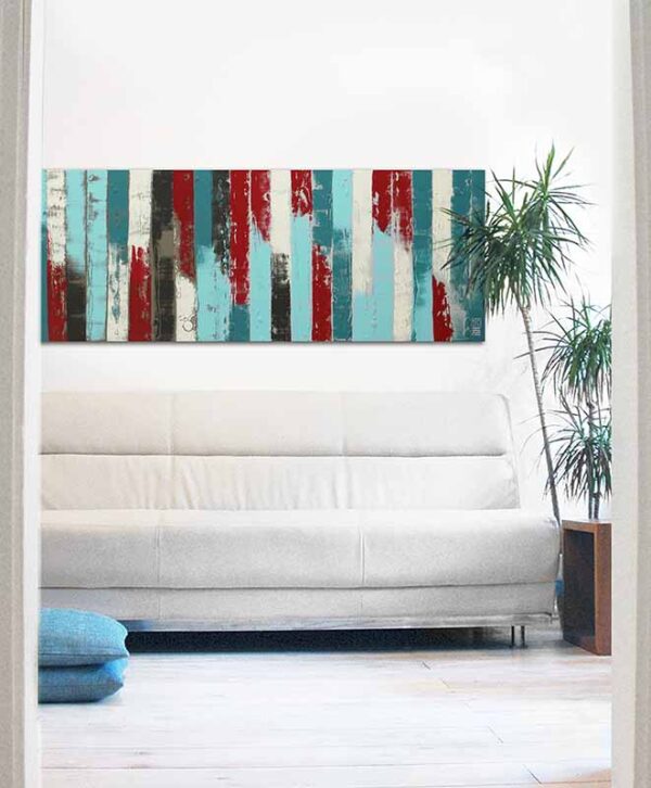 blauw kunstwerk - Blue paneled landscape