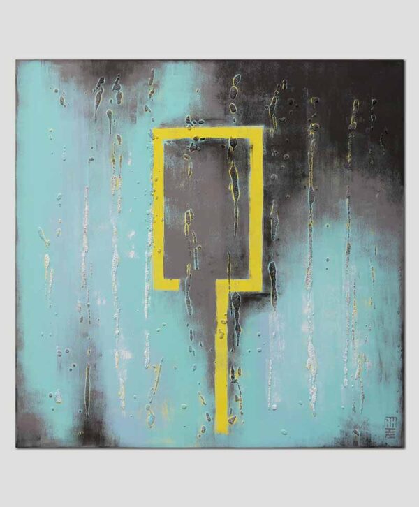 My Yellow city square - abstract schilderij