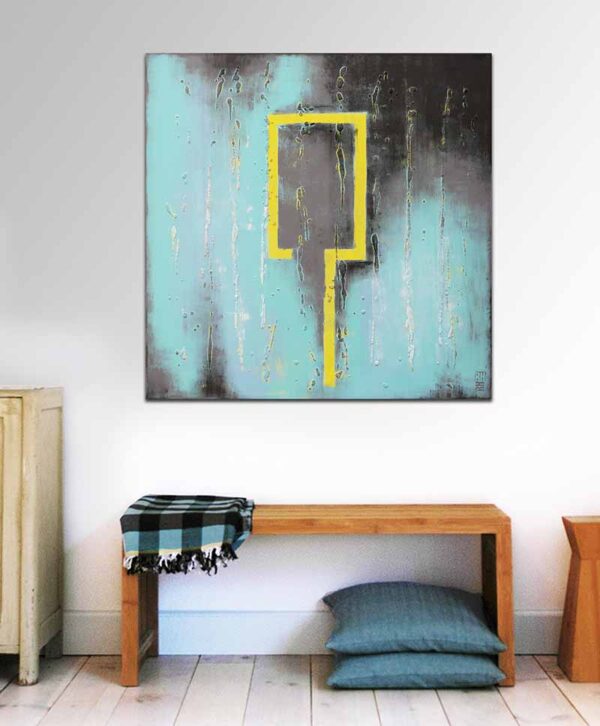 My Yellow city square - abstract schilderij