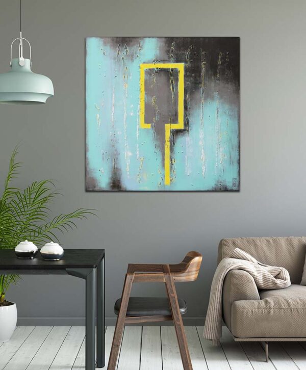 My Yellow city square - abstract schilderij