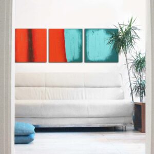 Oranje schilderij - stream orange & blue