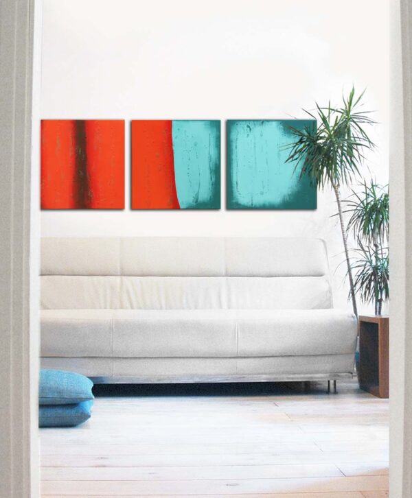 Oranje schilderij - stream orange & blue