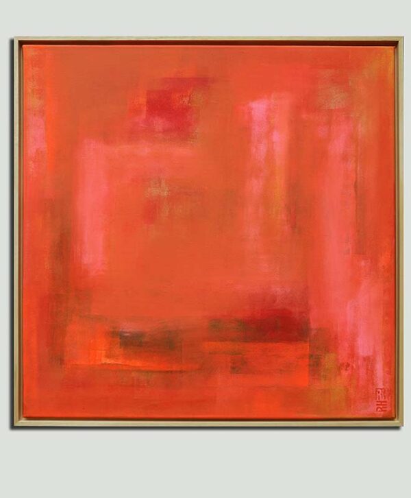 Untitled in Orange en pink - schilderij