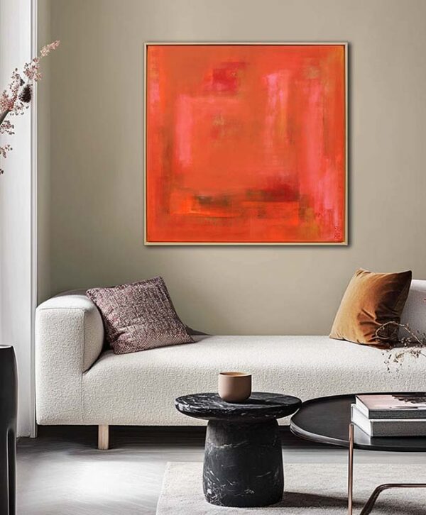 Untitled in Orange en pink - schilderij