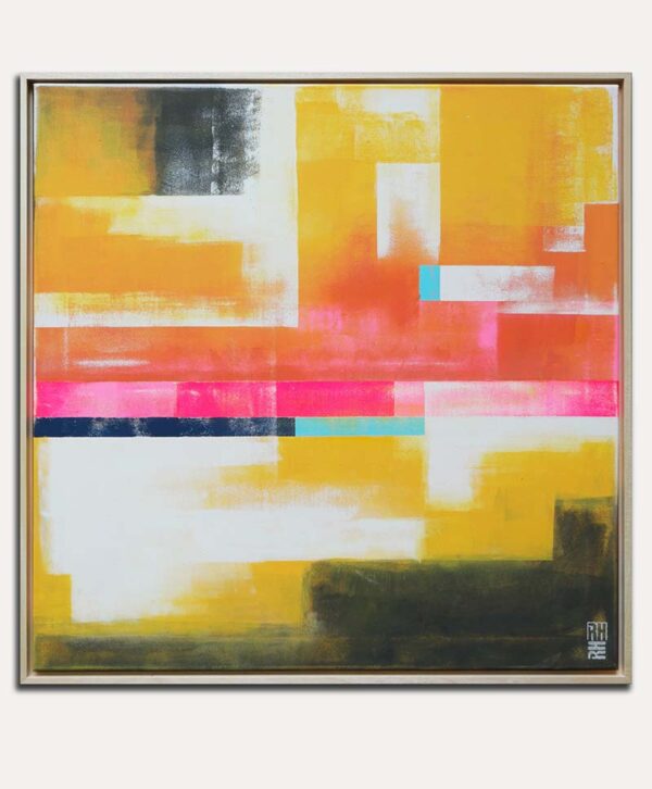 Geel schilderij - Untitled in Yellow striped