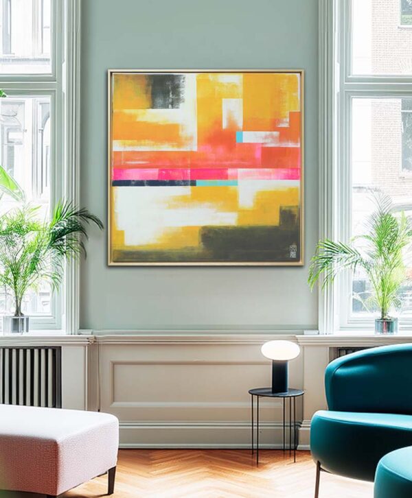 Geel schilderij - Untitled in Yellow striped