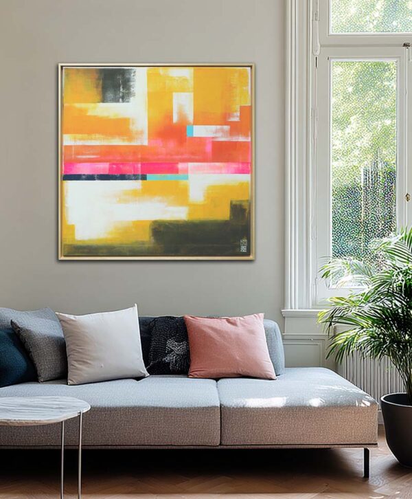 Geel schilderij - Untitled in Yellow striped