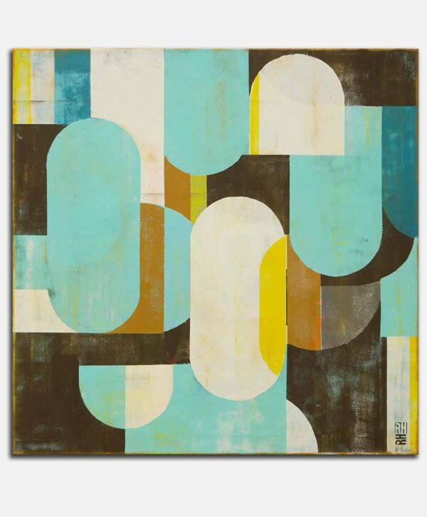 traffic turquoise schilderij in blauw