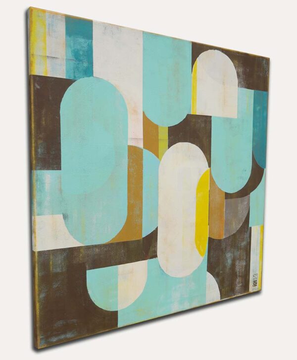 traffic turquoise schilderij in blauw