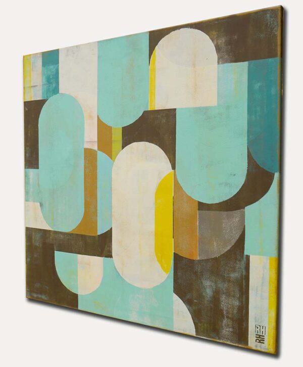 traffic turquoise schilderij in blauw