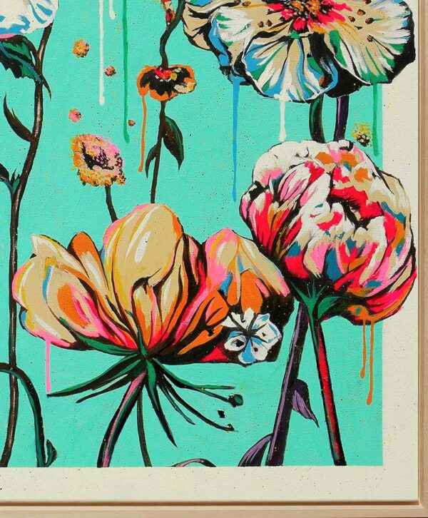 Bloemen schilderij - fantasy flowers turquoise