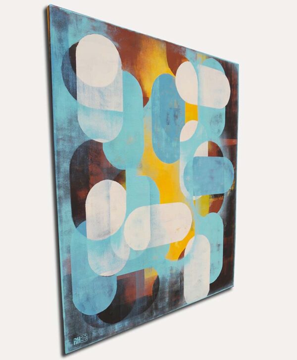 Geel blauw schilderij- Layer player Traffic