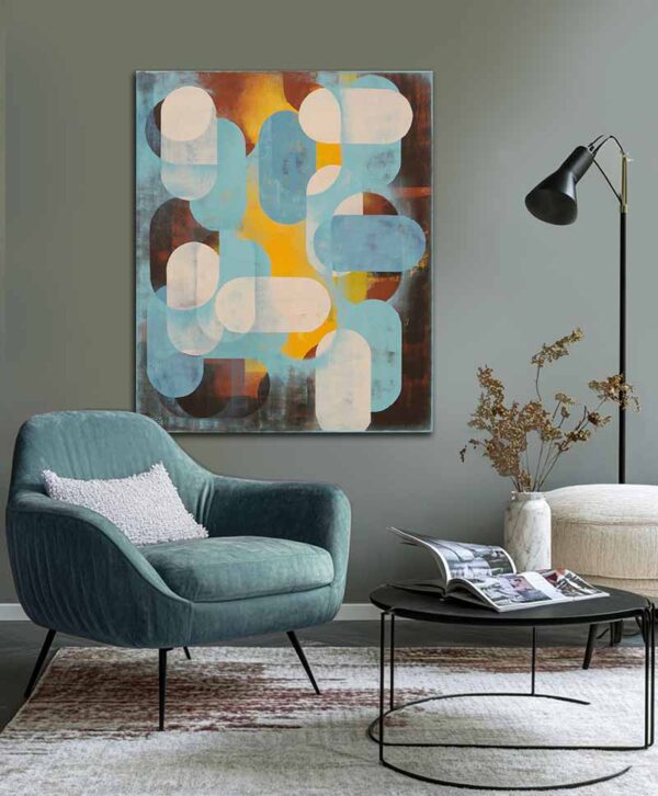 Geel blauw schilderij- Layer player Traffic