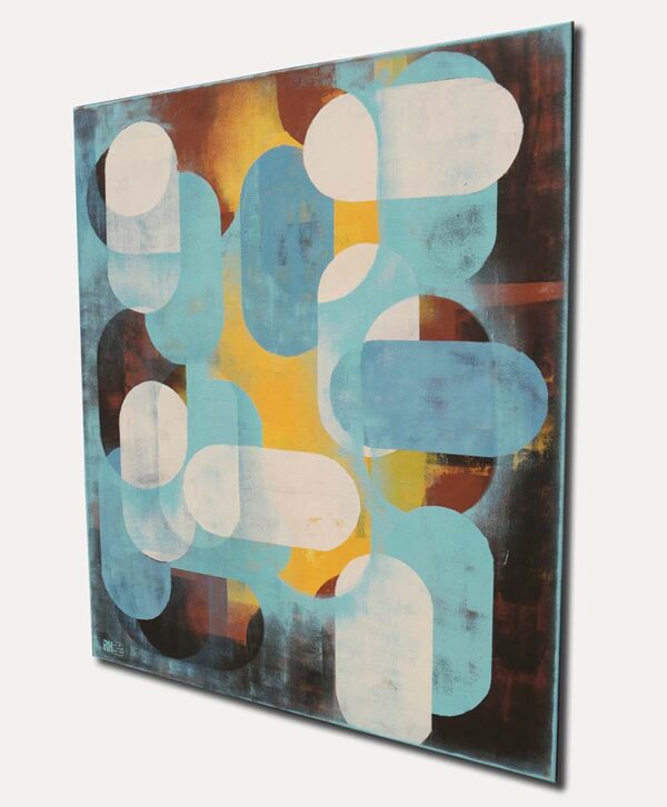 Geel blauw schilderij- Layer player Traffic
