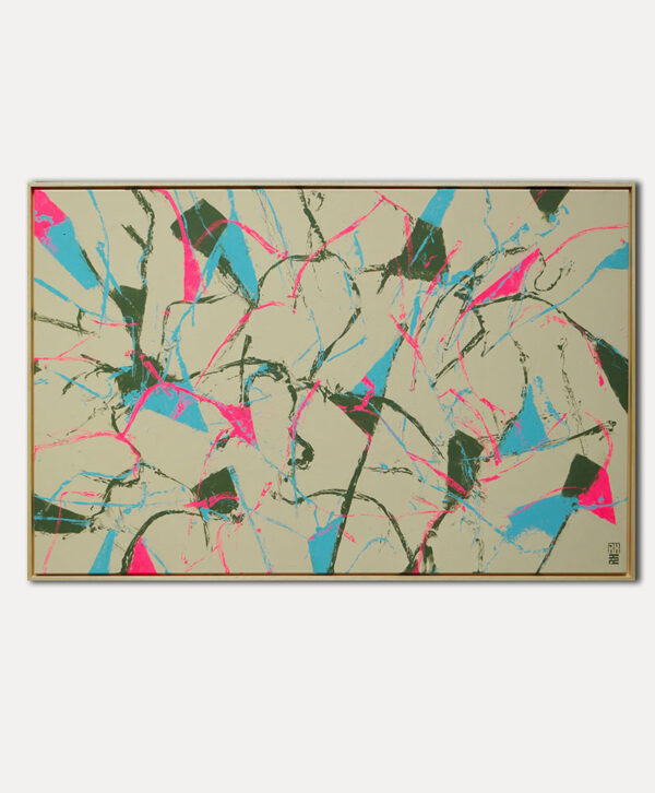 abstract schilderij - fragments in beige en roze