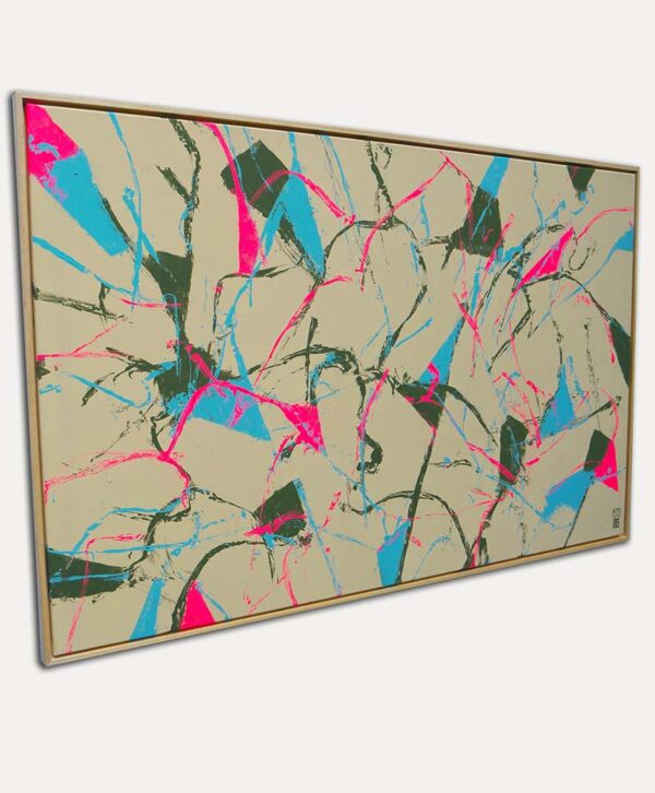 abstract schilderij - fragments in beige en roze