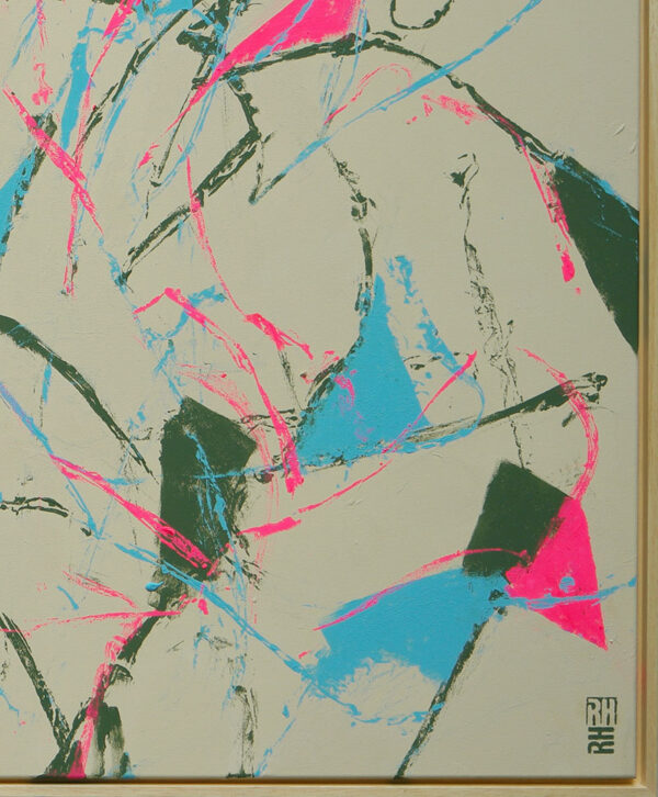 abstract schilderij - fragments in beige en roze