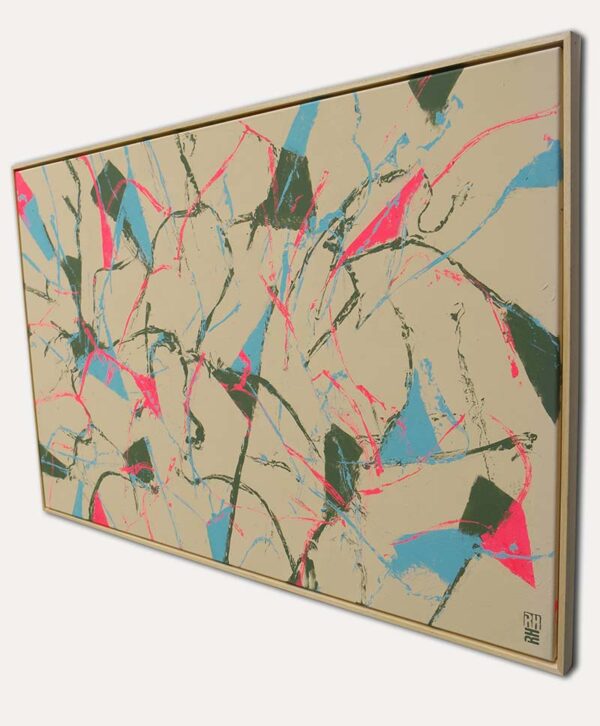 abstract schilderij - fragments in beige en roze