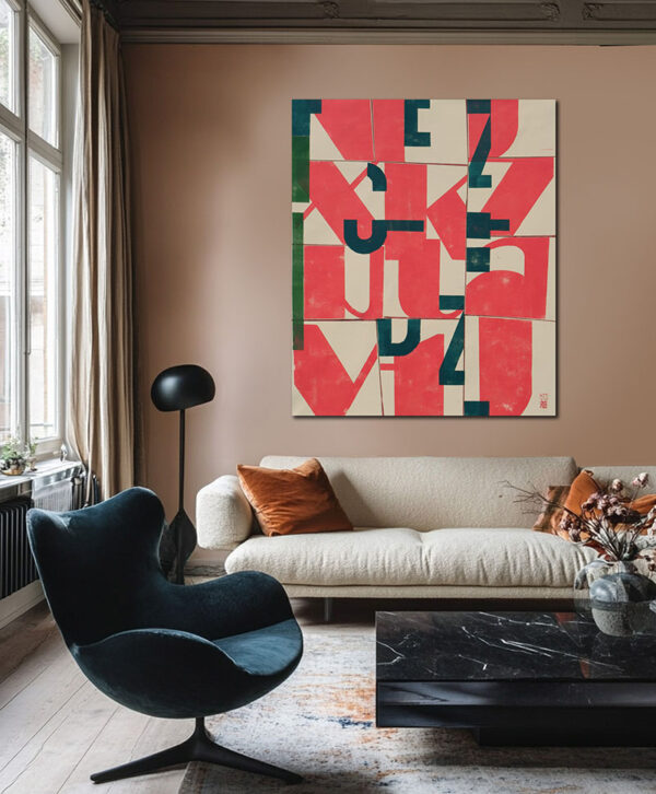 Typografisch schilderij in rood